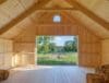 Hay barn sizing diagram showing barn width, wall height, and bay layout for hay storage