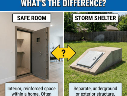 Safe room vs storm shelter comparison for tornado safety.