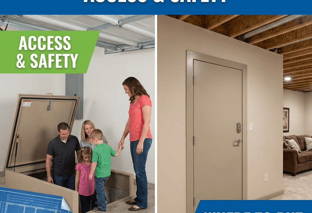 Where to put a storm shelter for fast access and safer placement.