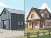 Barndominium and post‑frame house comparison showing layout and structural differences